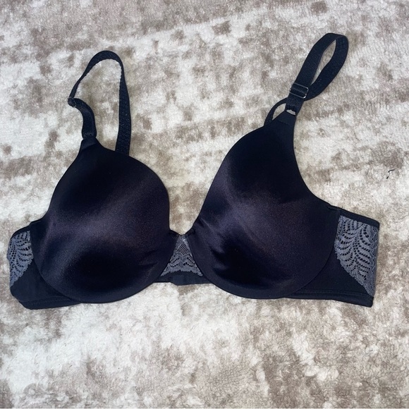 Vanity Fair black & gray push up underwire lightly padded bra SZ 36C - Picture 3 of 9